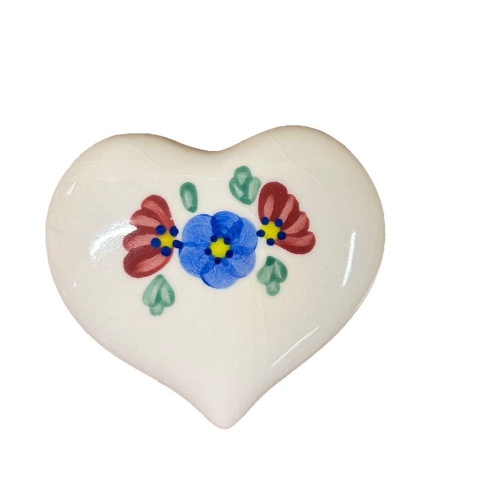 Set of 3 vintage 1216-BL Ceramic Floral Puffy‎ Hearts Home Interior / Homco - Picture 2 of 5